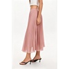 QINSEN Women’s Elegant Flowy Pleated Chiffon Skirts Summer A-line Swing Midi Skirts Casual Elastic Waist Soft Lining(Dusty Pink)