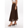 QINSEN Women’s Elegant Flowy Pleated Chiffon Skirts Summer A-line Swing Midi Skirts Casual Elastic Waist Soft Lining(Mocha)