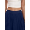 QINSEN Women’s Elegant Flowy Pleated Chiffon Skirts Summer A-line Swing Midi Skirts Casual Elastic Waist Soft Lining(Navy)