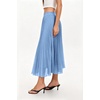 QINSEN Women’s Elegant Flowy Pleated Chiffon Skirts Summer A-line Swing Midi Skirts Casual Elastic Waist Soft Lining(Sky Blue)