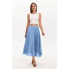 QINSEN Women’s Elegant Flowy Pleated Chiffon Skirts Summer A-line Swing Midi Skirts Casual Elastic Waist Soft Lining(Sky Blue)