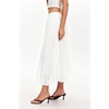 QINSEN Women’s Elegant Flowy Pleated Chiffon Skirts Summer A-line Swing Midi Skirts Casual Elastic Waist Soft Lining(White)
