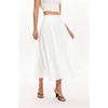 QINSEN Women’s Elegant Flowy Pleated Chiffon Skirts Summer A-line Swing Midi Skirts Casual Elastic Waist Soft Lining(White)