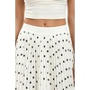 QINSEN Women’s Elegant Flowy Pleated Chiffon Skirts Summer A-line Swing Midi Skirts Casual Elastic Waist Soft Lining(White Polka Dots)
