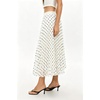 QINSEN Women’s Elegant Flowy Pleated Chiffon Skirts Summer A-line Swing Midi Skirts Casual Elastic Waist Soft Lining(White Polka Dots)