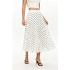 QINSEN Women’s Elegant Flowy Pleated Chiffon Skirts Summer A-line Swing Midi Skirts Casual Elastic Waist Soft Lining(White Polka Dots)
