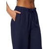 QINSEN Women’s Wrinkle-Free Wide Leg Palazzo Pants High Rise Flowy Drape Drawstring Elastic Waist Trousers with Pockets(Admiral)