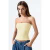 QINSEN Women’s Tube Top Double Lined Strapless Bandeau Top Summer Slim Fit Going Out Tank Tops(Baby Yellow)