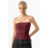 QINSEN Women’s Tube Top Double Lined Strapless Bandeau Top Summer Slim Fit Going Out Tank Tops(Burgundy)