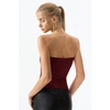 QINSEN Women’s Tube Top Double Lined Strapless Bandeau Top Summer Slim Fit Going Out Tank Tops(Burgundy)