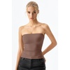 QINSEN Women’s Tube Top Double Lined Strapless Bandeau Top Summer Slim Fit Going Out Tank Tops(Cacao Nibs)