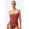 QINSEN Women’s Tube Top Double Lined Strapless Bandeau Top Summer Slim Fit Going Out Tank Tops(Merlot)