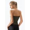QINSEN Women’s Tube Top Double Lined Strapless Bandeau Top Summer Slim Fit Going Out Tank Tops(Olive Green)