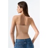 QINSEN Women’s Tube Top Double Lined Strapless Bandeau Top Summer Slim Fit Going Out Tank Tops(Tan)