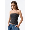 QINSEN Women’s Tube Top Double Lined Strapless Bandeau Top Summer Slim Fit Going Out Tank Tops(White Polka Dots)