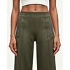 QINSEN Women’s Wide Leg Yoga Pants High Waisted Zipper Pockets Stretchy Palazzo Pants with Drawstring Hem(Army Green)