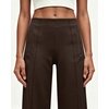 QINSEN Women’s Wide Leg Yoga Pants High Waisted Zipper Pockets Stretchy Palazzo Pants with Drawstring Hem(Brown)