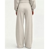 QINSEN Women’s Wide Leg Yoga Pants High Waisted Zipper Pockets Stretchy Palazzo Pants with Drawstring Hem(Light Ivory)
