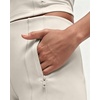 QINSEN Women’s Wide Leg Yoga Pants High Waisted Zipper Pockets Stretchy Palazzo Pants with Drawstring Hem(Light Ivory)