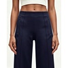 QINSEN Women’s Wide Leg Yoga Pants High Waisted Zipper Pockets Stretchy Palazzo Pants with Drawstring Hem(Navy)