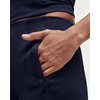 QINSEN Women’s Wide Leg Yoga Pants High Waisted Zipper Pockets Stretchy Palazzo Pants with Drawstring Hem(Navy)