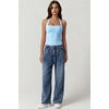 QINSEN Women’s Halter Tank Top Button Closure Cropped Going Out Cami Tops(Airy Blue)