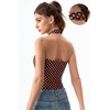 QINSEN Women’s Halter Tank Top Button Closure Cropped Going Out Cami Tops(Brown With White Dots)