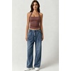QINSEN Women’s Halter Tank Top Button Closure Cropped Going Out Cami Tops(Brown With White Dots)