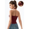 QINSEN Women’s Halter Tank Top Button Closure Cropped Going Out Cami Tops(Burgundy)