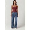 QINSEN Women’s Halter Tank Top Button Closure Cropped Going Out Cami Tops(Burgundy)