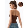 QINSEN Women’s Halter Tank Top Button Closure Cropped Going Out Cami Tops(Chestnut)