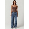 QINSEN Women’s Halter Tank Top Button Closure Cropped Going Out Cami Tops(Chestnut)