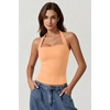 QINSEN Women’s Halter Tank Top Button Closure Cropped Going Out Cami Tops(Coral)