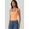 QINSEN Women’s Halter Tank Top Button Closure Cropped Going Out Cami Tops(Coral)