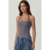 QINSEN Women’s Halter Tank Top Button Closure Cropped Going Out Cami Tops(Dark Grey)