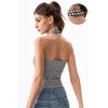 QINSEN Women’s Halter Tank Top Button Closure Cropped Going Out Cami Tops(Gingham)