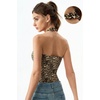 QINSEN Women’s Halter Tank Top Button Closure Cropped Going Out Cami Tops(Leopard Print)