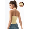 QINSEN Women’s Halter Tank Top Button Closure Cropped Going Out Cami Tops(Light Yellow)