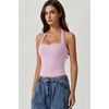 QINSEN Women’s Halter Tank Top Button Closure Cropped Going Out Cami Tops(Mauve Pink)