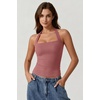 QINSEN Women’s Halter Tank Top Button Closure Cropped Going Out Cami Tops(Merlot)