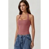 QINSEN Women’s Halter Tank Top Button Closure Cropped Going Out Cami Tops(Merlot)