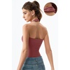 QINSEN Women’s Halter Tank Top Button Closure Cropped Going Out Cami Tops(Merlot)