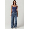 QINSEN Women’s Halter Tank Top Button Closure Cropped Going Out Cami Tops(Navy)
