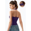 QINSEN Women’s Halter Tank Top Button Closure Cropped Going Out Cami Tops(Plum)