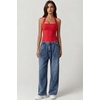 QINSEN Women’s Halter Tank Top Button Closure Cropped Going Out Cami Tops(Red)