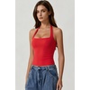QINSEN Women’s Halter Tank Top Button Closure Cropped Going Out Cami Tops(Red)