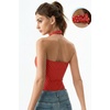 QINSEN Women’s Halter Tank Top Button Closure Cropped Going Out Cami Tops(Red With White Dots)