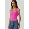 QINSEN Women’s Halter Tank Top Button Closure Cropped Going Out Cami Tops(Rosy)