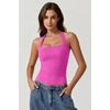 QINSEN Women’s Halter Tank Top Button Closure Cropped Going Out Cami Tops(Rosy)