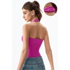 QINSEN Women’s Halter Tank Top Button Closure Cropped Going Out Cami Tops(Rosy)